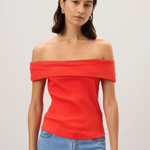 NWT Madewell Rib Off the Shoulder Top in Red | XS